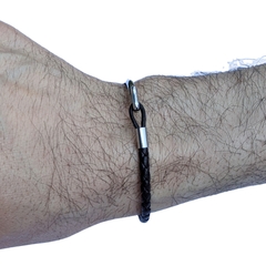 Pulsera mitad piel y mitad acero inoxidable - comprar en línea