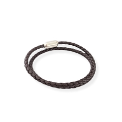 Pulsera wrap piel trenzada delgada