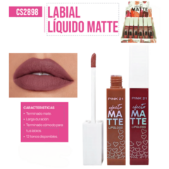 Labial Liquido Efecto Matte Pink 21