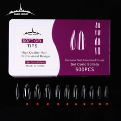 Tips Soft Gel París Night 500pcs Set Corto Stilleto