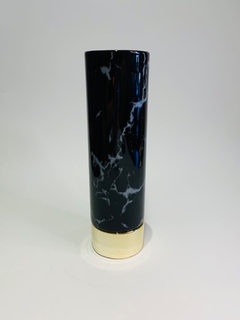 VASO MARMORE PRETO E DOURADO EM CERAMICA - 9046