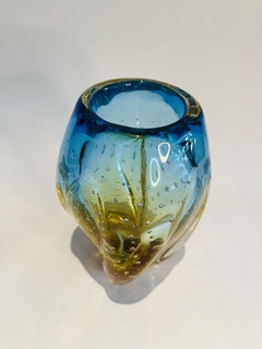 VASO AZUL COM AMBAR EM CRISTAL SÃO MARCOS - comprar online