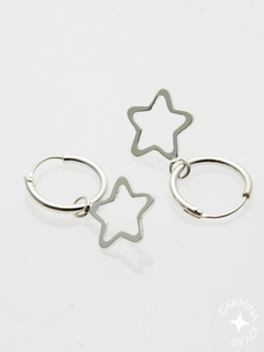 Argollitas estrella plata 925