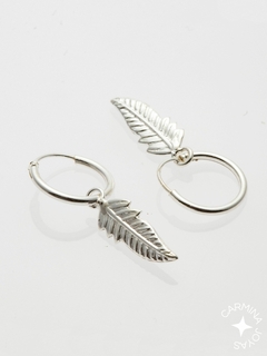 Argollitas pluma plata 925