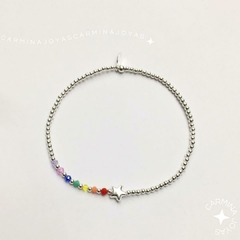 PULSERA PLATA Y CRISTALES CHECOS