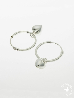 Argollitas corazones plata 925