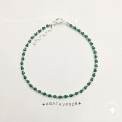 PULSERA PLATA Y AGATA VERDE - comprar online