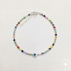 PULSERA PLATA Y CRISTALES CHECOS OJITO - comprar online