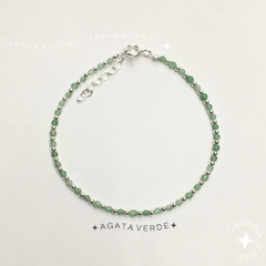 PULSERA PLATA Y AGATA VERDE