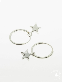 Argollitas estrella plata 925