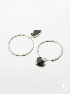 Argollitas hearts plata y cubic - comprar online