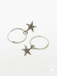 Argollitas estrella de mar plata 925