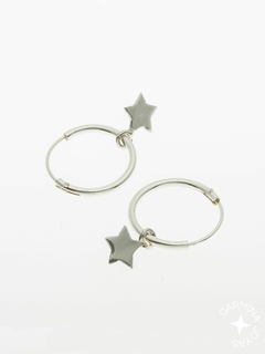 Argollitas estrella plata 925