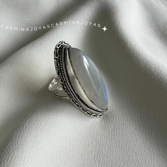 ANILLO PLATA Y PIEDRA LUNAR - tienda online