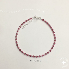 PULSERA PLATA Y RUBÍ