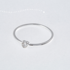 anillo plata 925 y cubic con forma de corazon