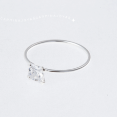 ANILLO PLATA Y CUBIC CUADRADO