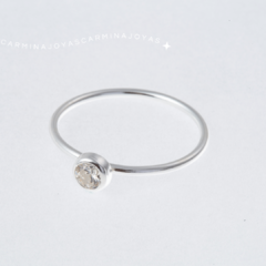 ANILLO PLATA Y CUBIC 4 MM