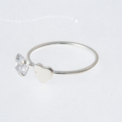 ANILLO PLATA 925 CON CUBIC Y CORAZON