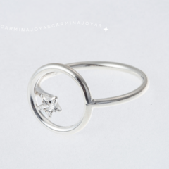 anillo plata 925 y cubic con forma de estrellita