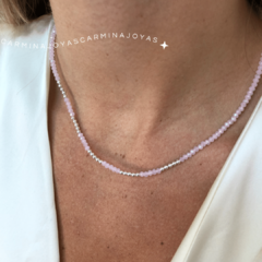 COLLAR PLATA 925 Y CRISTALES CHECOS COLOR ROSA - comprar online