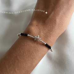 Imagen de PULSERA PLATA 925 DIJE ESTRELLA/CORAZÓN Y CRISTALES CHECOS