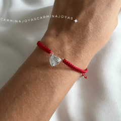 pulsera de hilo rojo y plata 925