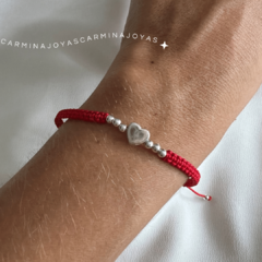 PULSERA PLATA 925 TEJIDA EN HILO ROJO