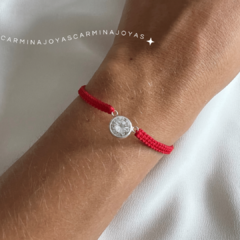 pulsera de hilo rojo y plata 925