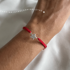 pulsera de hilo rojo y plata 925