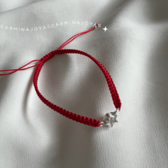 pulsera de hilo rojo y plata 925