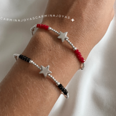 PULSERA PLATA 925 DIJE ESTRELLA/CORAZÓN Y CRISTALES CHECOS