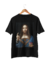 Camiseta preta Salvator Mundi Da Vinci com Merda D'artista Piero Manzoni  100% algodão Artilo