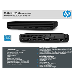 PC HP 260 G4 DM Cel5205U 4GB RAM - HDD 1TB - FREE DOS en internet