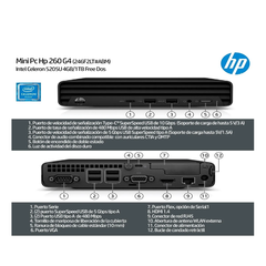 PC HP 260 G4 DM Cel5205U 4GB RAM - HDD 1TB - FREE DOS - tienda online