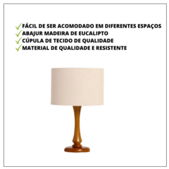 Kit 03 Abajures Para Quarto Madeira Imbuia Cúpula Tecido - comprar online