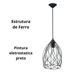 Lustre Luminária Para Teto Sino Ferro Trançado Aramado - Marina Decorações