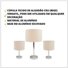 Luminária Abajur Para Quarto E Sala Kit Com 3 Peças - comprar online