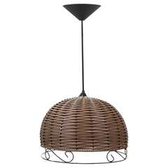 Lustre Luminária Pendente Junco Meia Esfera Rasa 33 cm de boca