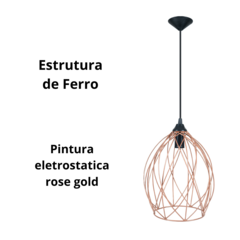 Pendente de Teto Design Moderno Ferro Aramado Rose Gold - Marina Decorações