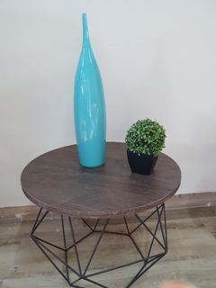 Vaso Decorativo Garrafa Cerâmica Azul - comprar online