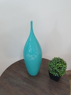 Peça Decorativa Vaso Garrafa Cerâmica Azul - comprar online