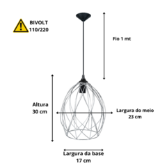 Lustre Pendente Ferro Aramado de Ferro Trançado - comprar online