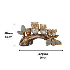 Enfeite Decorativo para Mesa Família Coruja no Tronco - comprar online