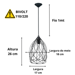 Lustre Luminária Para Teto Sino Ferro Trançado Aramado - comprar online