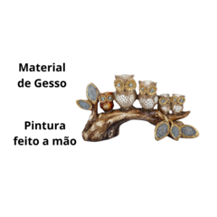 Enfeite Decorativo para Mesa Família Coruja no Tronco - Marina Decorações