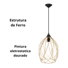 Pendente De Teto Ferro Aramado Dourado - Marina Decorações