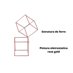 Kit 02 Escultura Decorativo Quadradinho Ferro Rose Gold - loja online