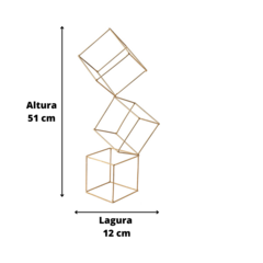 Combo 2 Escultura Deorativa Quadradinho Triplo e Duplo Dourado - Marina Decorações