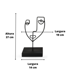 Kit 02 Estatueta Face Decorativo Ferro Estilo Moderno - loja online